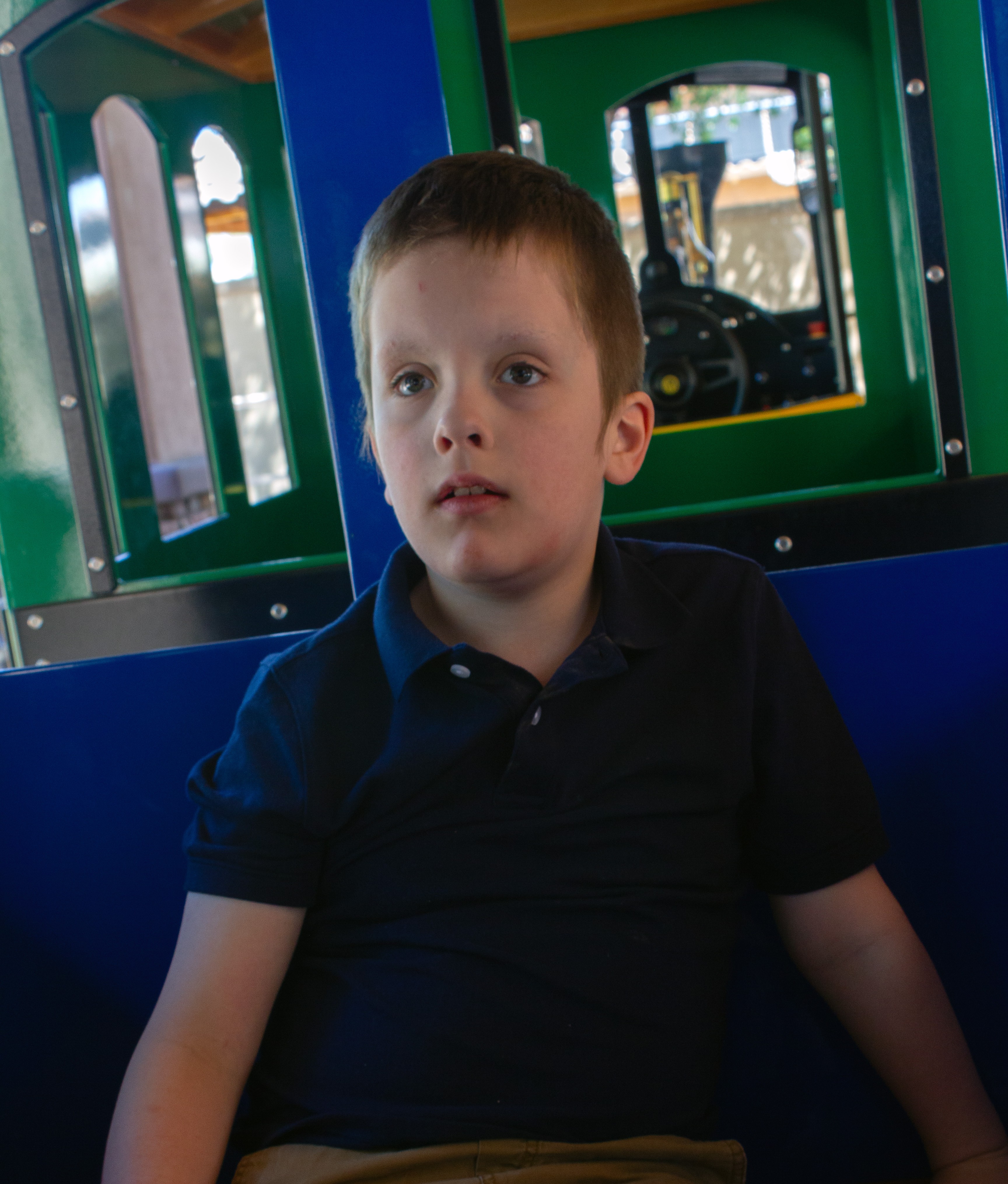 Roy sitting in train